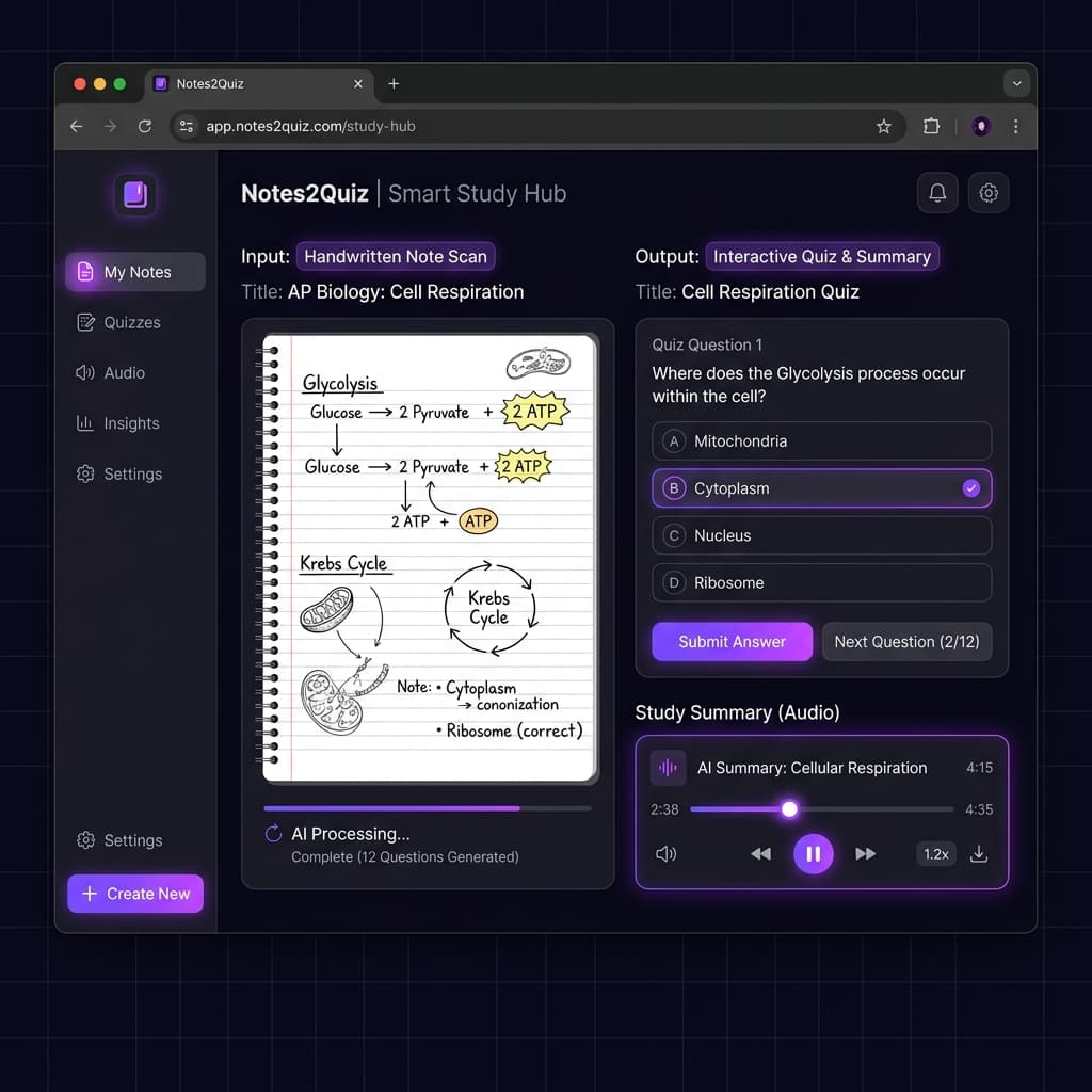 Notes2Quiz Screenshot